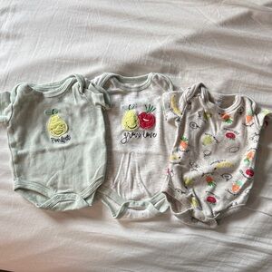 Set of 3 Baby Bodysuits with Fruit Designs